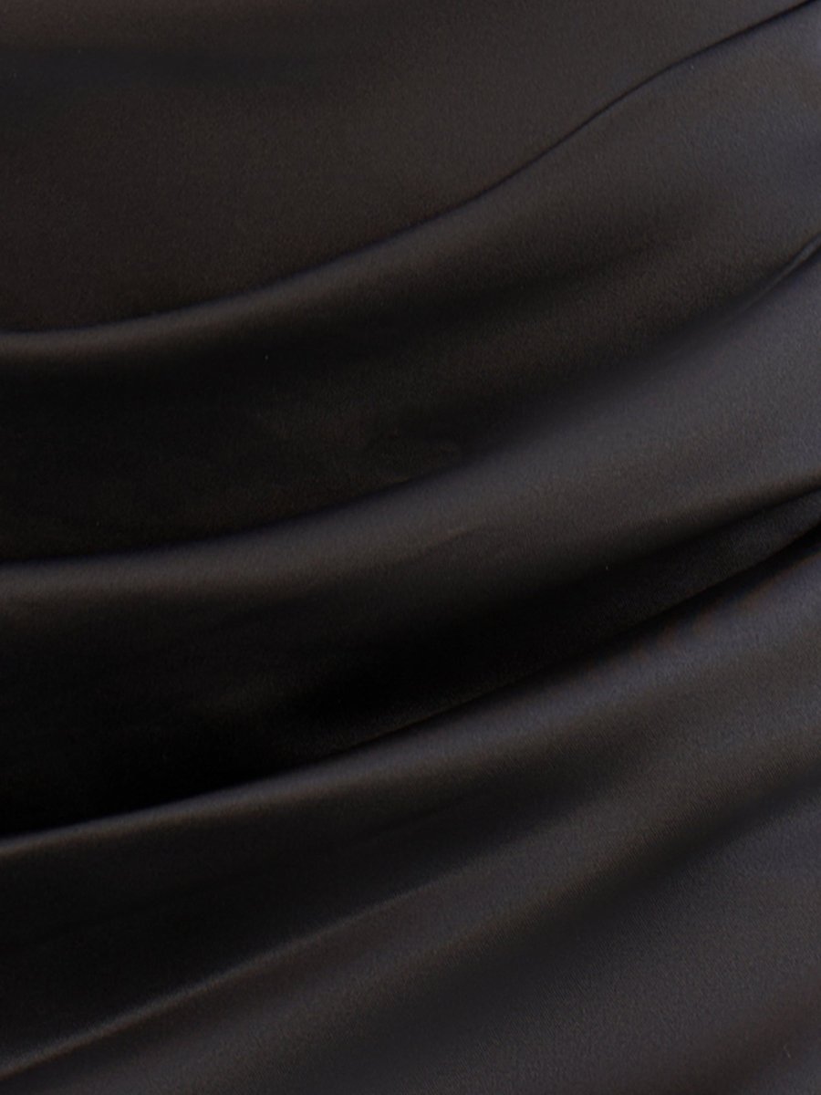 Lucy | Black Satin Off The Shoulder Short Homecoming Dress - KissProm