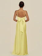 KissDress-Lumira Buttercup Sheath Spaghetti Straps Chiffon Ruched Long Bridesmaid Dress
