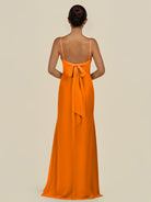 KissDress-Lumira Cinnamon Sheath Spaghetti Straps Chiffon Ruched Long Bridesmaid Dress