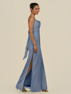 KissDress-Lumira Neptune Sheath Spaghetti Straps Chiffon Ruched Long Bridesmaid Dress