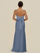 KissDress-Lumira Neptune Sheath Spaghetti Straps Chiffon Ruched Long Bridesmaid Dress