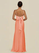 KissDress-Lumira Rosette Sheath Spaghetti Straps Chiffon Ruched Long Bridesmaid Dress