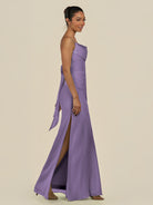 KissDress-Lumira Tahiti Sheath Spaghetti Straps Chiffon Ruched Long Bridesmaid Dress