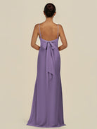 KissDress-Lumira Tahiti Sheath Spaghetti Straps Chiffon Ruched Long Bridesmaid Dress