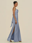 KissDress-Lumira Twilight Sheath Spaghetti Straps Chiffon Ruched Long Bridesmaid Dress
