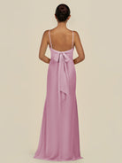 KissDress-Lumira Vintage Mauve Sheath Spaghetti Straps Chiffon Ruched Long Bridesmaid Dress