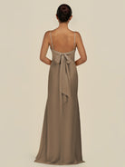 KissDress-Lumira Willow Green Sheath Spaghetti Straps Chiffon Ruched Long Bridesmaid Dress