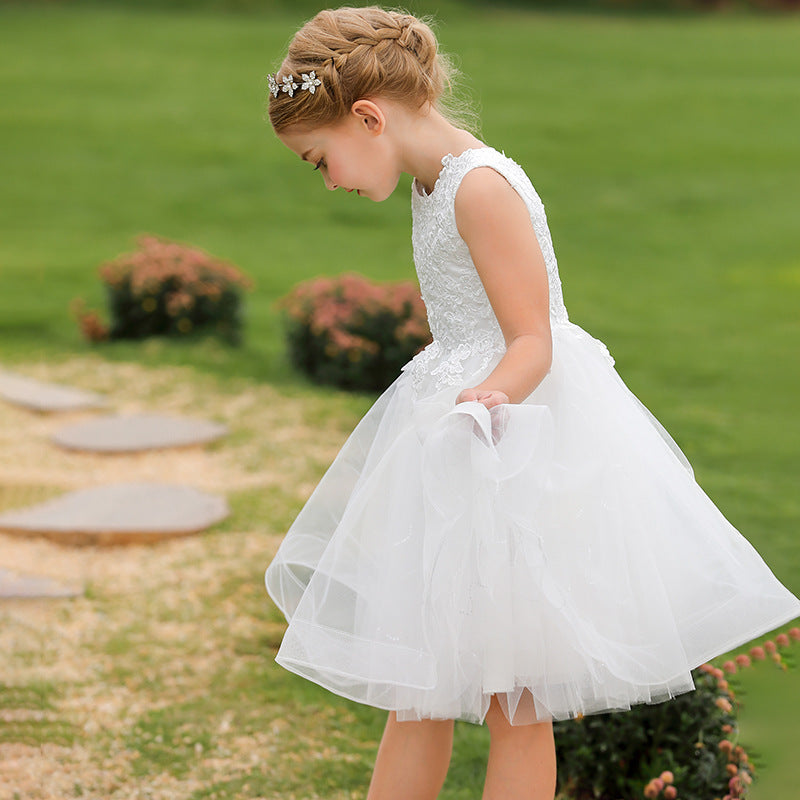 Lily Lace Appliqued Tulle Flower Girl Dress