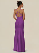 KissDress-Myka Amethyst Sheath Chiffon Spaghetti Straps Long Bridesmaid Dress with Sequins
