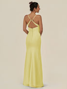 KissDress-Myka Buttercup Sheath Chiffon Spaghetti Straps Long Bridesmaid Dress with Sequins