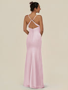 KissDress-Myka Candy Pink Sheath Chiffon Spaghetti Straps Long Bridesmaid Dress with Sequins