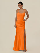 KissDress-Myka Cinnamon Sheath Chiffon Spaghetti Straps Long Bridesmaid Dress with Sequins