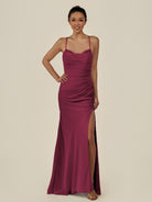 KissDress-Myka Desert Rose Sheath Chiffon Spaghetti Straps Long Bridesmaid Dress with Sequins