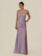 KissDress-Myka Dusk Sheath Chiffon Spaghetti Straps Long Bridesmaid Dress with Sequins