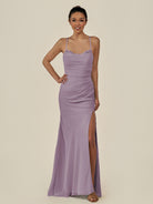 KissDress-Myka Dusk Sheath Chiffon Spaghetti Straps Long Bridesmaid Dress with Sequins