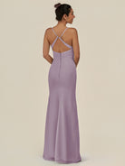KissDress-Myka Dusk Sheath Chiffon Spaghetti Straps Long Bridesmaid Dress with Sequins