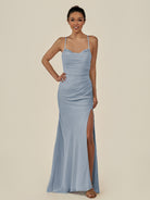 KissDress-Myka Dusty Blue Sheath Chiffon Spaghetti Straps Long Bridesmaid Dress with Sequins
