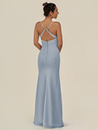 KissDress-Myka Dusty Blue Sheath Chiffon Spaghetti Straps Long Bridesmaid Dress with Sequins