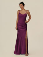 KissDress-Myka Fig Sheath Chiffon Spaghetti Straps Long Bridesmaid Dress with Sequins