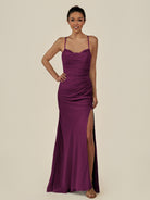 KissDress-Myka Fig Sheath Chiffon Spaghetti Straps Long Bridesmaid Dress with Sequins