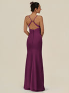 KissDress-Myka Fig Sheath Chiffon Spaghetti Straps Long Bridesmaid Dress with Sequins