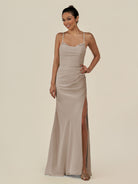 KissDress-Myka Frost Sheath Chiffon Spaghetti Straps Long Bridesmaid Dress with Sequins