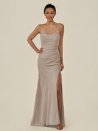 KissDress-Myka Frost Sheath Chiffon Spaghetti Straps Long Bridesmaid Dress with Sequins