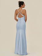 KissDress-Myka Ice Sheath Chiffon Spaghetti Straps Long Bridesmaid Dress with Sequins