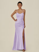 KissDress-Myka Lavender Sheath Chiffon Spaghetti Straps Long Bridesmaid Dress with Sequins