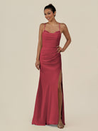 KissDress-Myka Merlot Sheath Chiffon Spaghetti Straps Long Bridesmaid Dress with Sequins