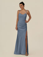 KissDress-Myka Neptune Sheath Chiffon Spaghetti Straps Long Bridesmaid Dress with Sequins
