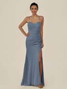 KissDress-Myka Neptune Sheath Chiffon Spaghetti Straps Long Bridesmaid Dress with Sequins