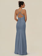 KissDress-Myka Neptune Sheath Chiffon Spaghetti Straps Long Bridesmaid Dress with Sequins