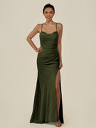 KissDress-Myka Olive Sheath Chiffon Spaghetti Straps Long Bridesmaid Dress with Sequins