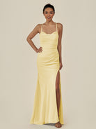 KissDress-Myka Pastel Yellow Sheath Chiffon Spaghetti Straps Long Bridesmaid Dress with Sequins