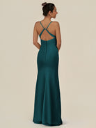 KissDress-Myka Pine Sheath Chiffon Spaghetti Straps Long Bridesmaid Dress with Sequins