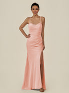 KissDress-Myka Rose Petal Sheath Chiffon Spaghetti Straps Long Bridesmaid Dress with Sequins