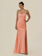 KissDress-Myka Rosette Sheath Chiffon Spaghetti Straps Long Bridesmaid Dress with Sequins
