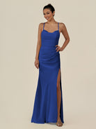KissDress-Myka Royal Blue Sheath Chiffon Spaghetti Straps Long Bridesmaid Dress with Sequins