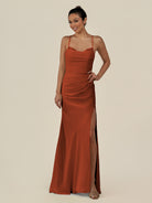 KissDress-Myka Spice Sheath Chiffon Spaghetti Straps Long Bridesmaid Dress with Sequins