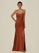 KissDress-Myka Spice Sheath Chiffon Spaghetti Straps Long Bridesmaid Dress with Sequins