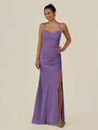 KissDress-Myka Tahiti Sheath Chiffon Spaghetti Straps Long Bridesmaid Dress with Sequins