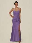 KissDress-Myka Tahiti Sheath Chiffon Spaghetti Straps Long Bridesmaid Dress with Sequins