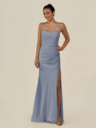 KissDress-Myka Twilight Sheath Chiffon Spaghetti Straps Long Bridesmaid Dress with Sequins