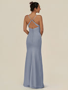 KissDress-Myka Twilight Sheath Chiffon Spaghetti Straps Long Bridesmaid Dress with Sequins