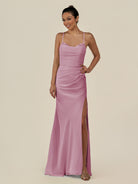 KissDress-Myka Vintage Mauve Sheath Chiffon Spaghetti Straps Long Bridesmaid Dress with Sequins