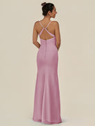 KissDress-Myka Vintage Mauve Sheath Chiffon Spaghetti Straps Long Bridesmaid Dress with Sequins