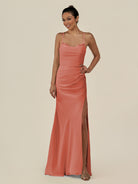 KissDress-Myka Wild Rose Sheath Chiffon Spaghetti Straps Long Bridesmaid Dress with Sequins