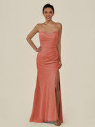 KissDress-Myka Wild Rose Sheath Chiffon Spaghetti Straps Long Bridesmaid Dress with Sequins