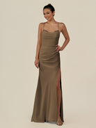 KissDress-Myka Willow Green Sheath Chiffon Spaghetti Straps Long Bridesmaid Dress with Sequins